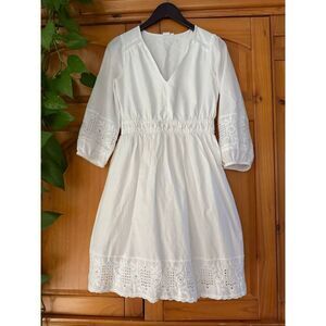 GAP White Boho Eyelet Embroidered Cotton Dress – Small